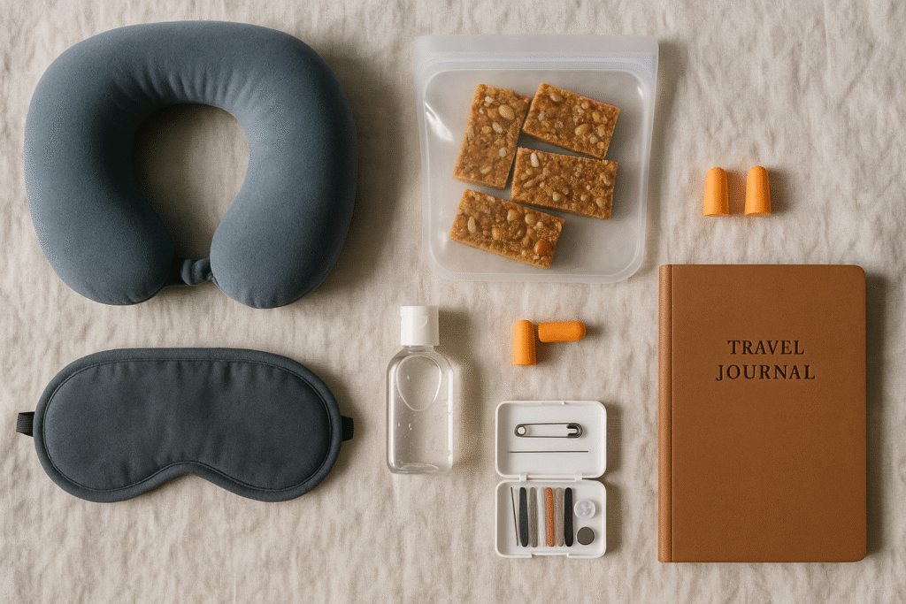 Comfort items for long solo travel journeys